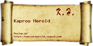 Kapros Herold névjegykártya